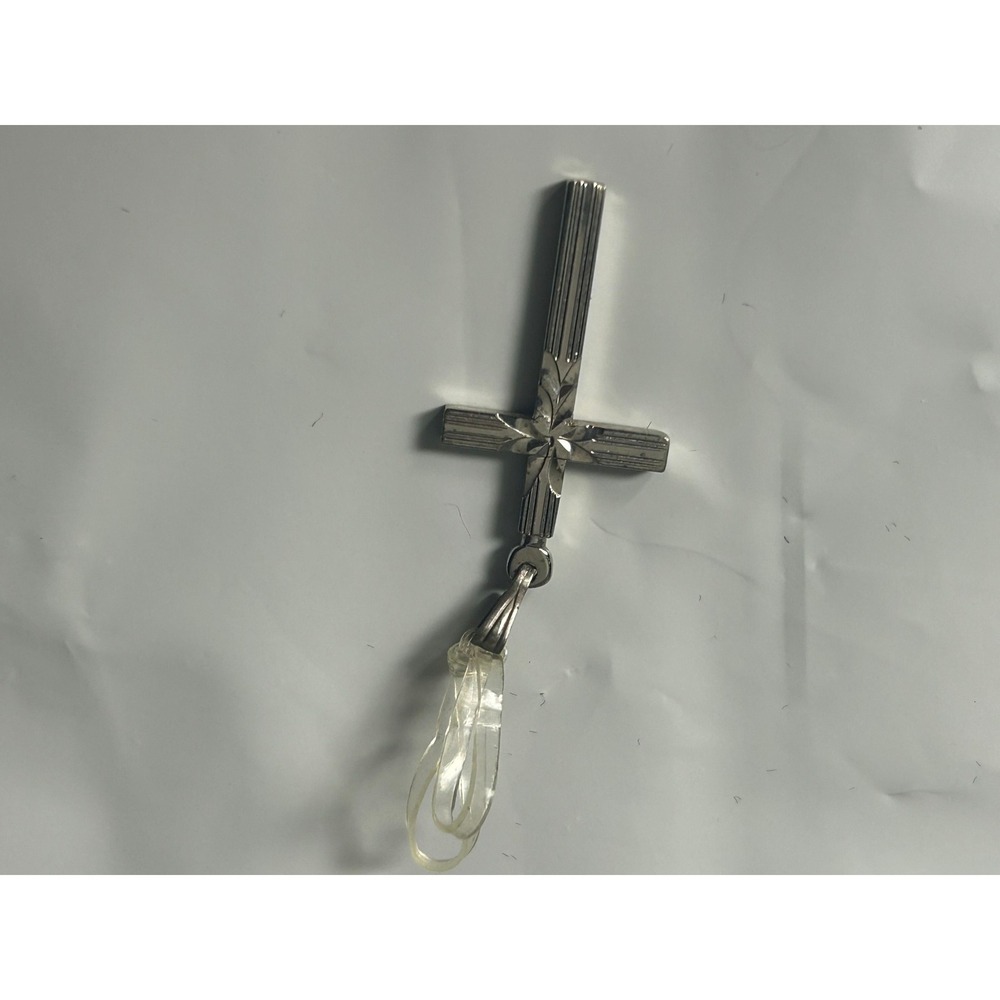Silver Tone Cross Charm Pendant with Loop for Necklace Bracelet or Keychain